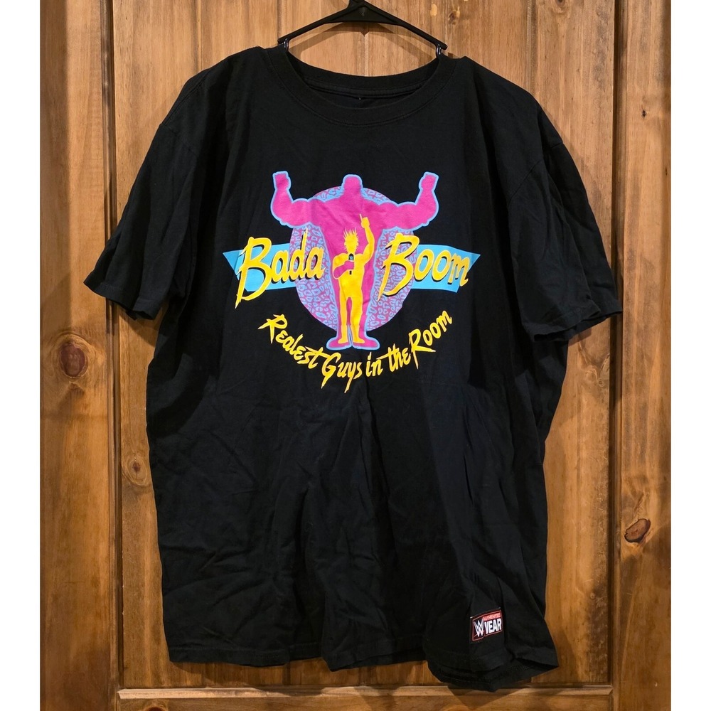 WWE Slam Crate Mens Size XL Black Bada Boom Crew Neck Oversized‎ T-Shirt